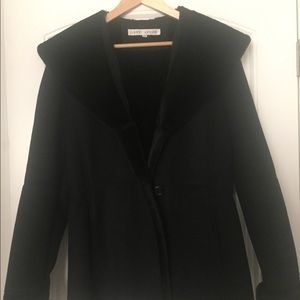 Larry Levine black coat with faux fur lining